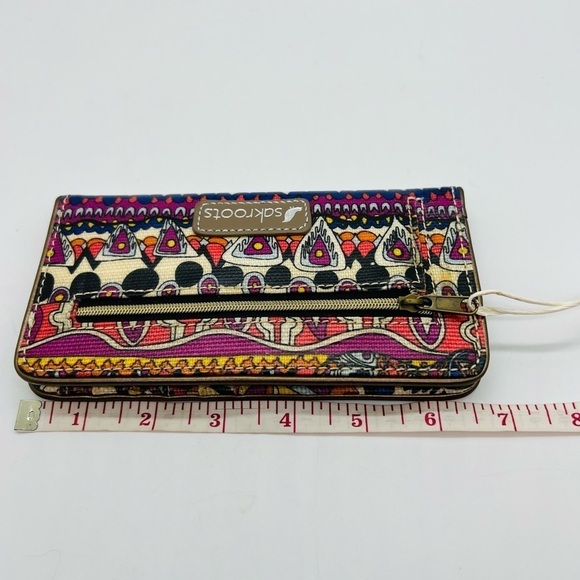 SAKROOTS WOMEN’S COLORFUL “ONE WORLD” THIN WALLET WITH EMBROIDERED ELEPHANT NWT - Picture 8 of 11